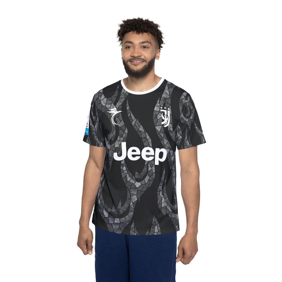 Juventus Black Flame Crew Jersey — Custom Yildez #10 All-Over Print