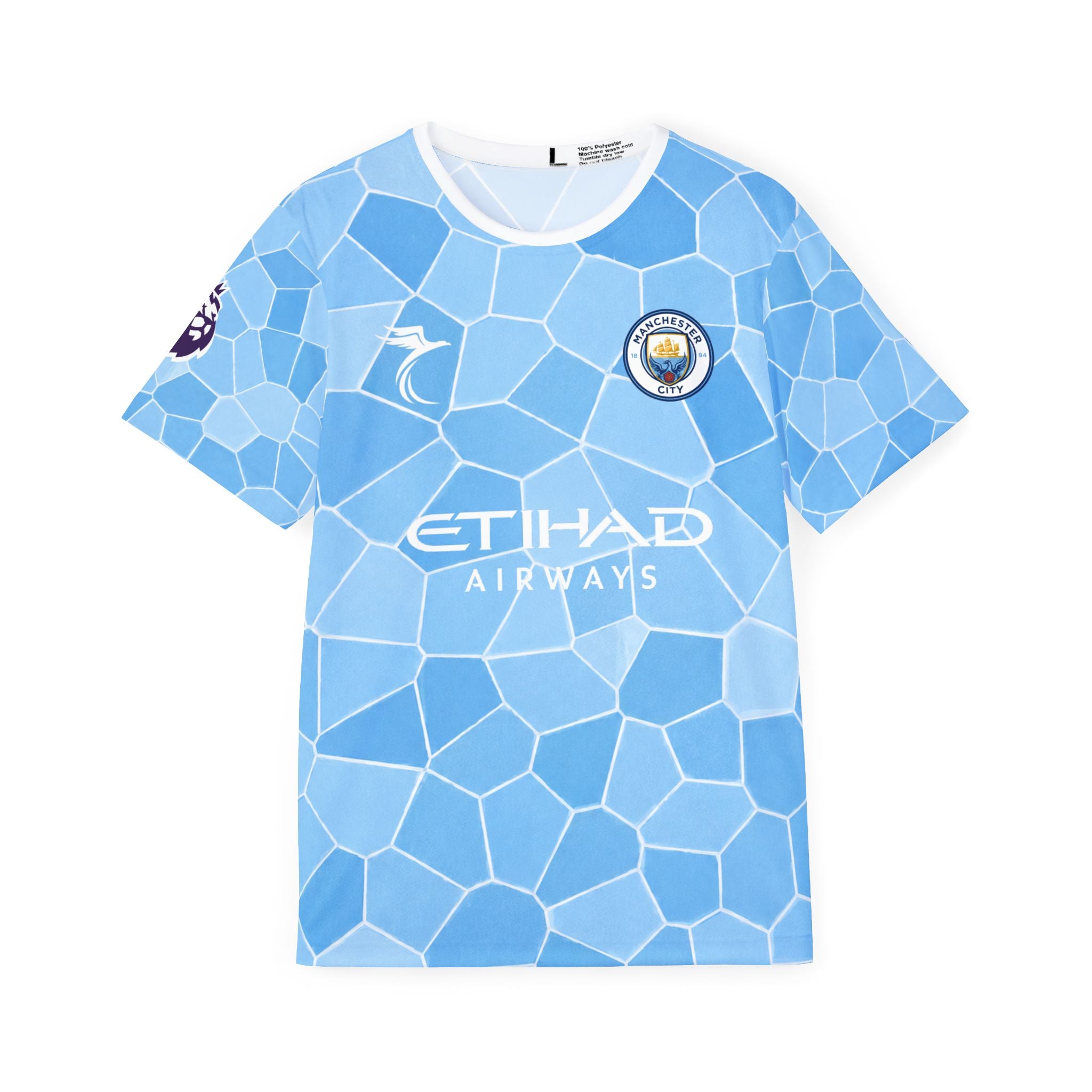 Erling Haaland Soccer Jersey — Light Blue Mosaic Football Shirt (Etihad Style)