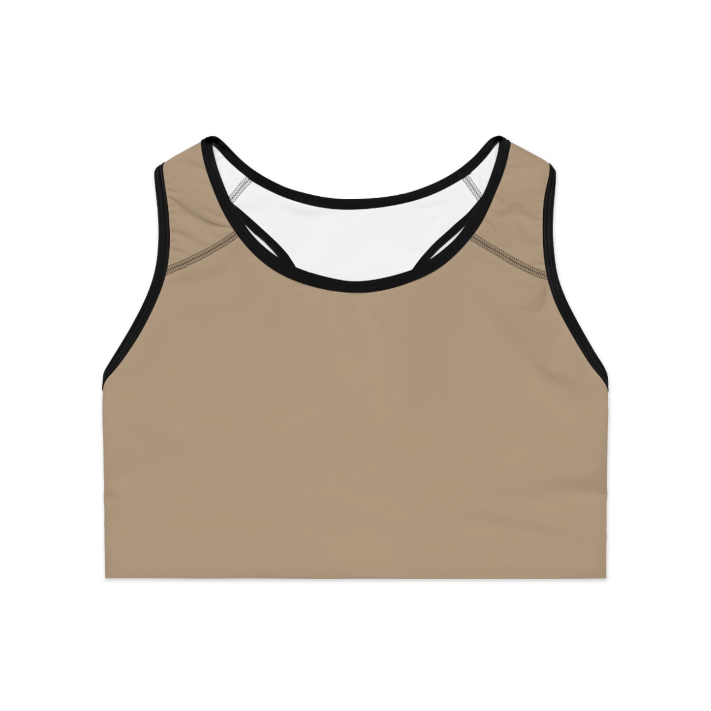 Essential Sports Bra - Beige with Golden Logo image 4