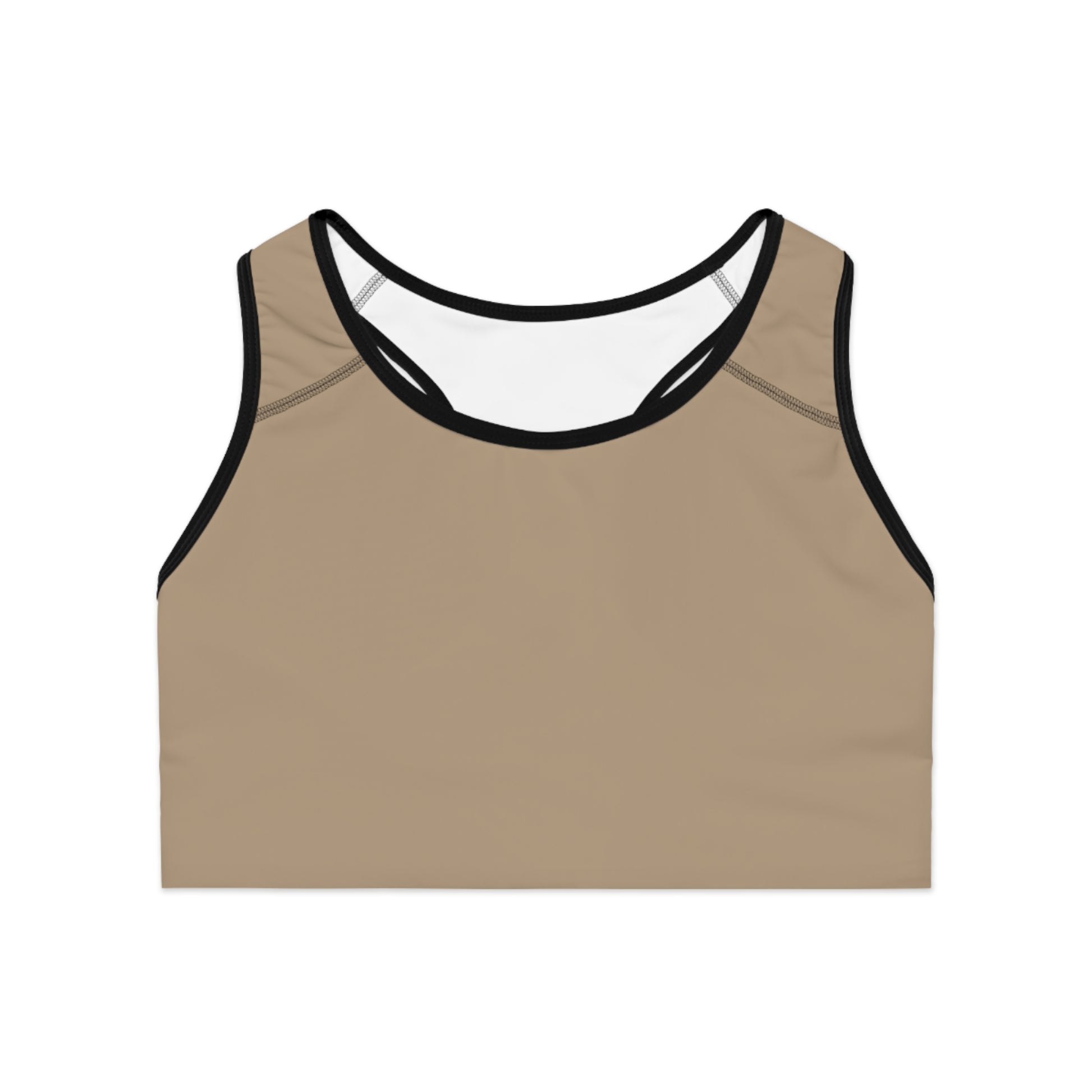 Essential Sports Bra - Beige with Golden Logo image 4