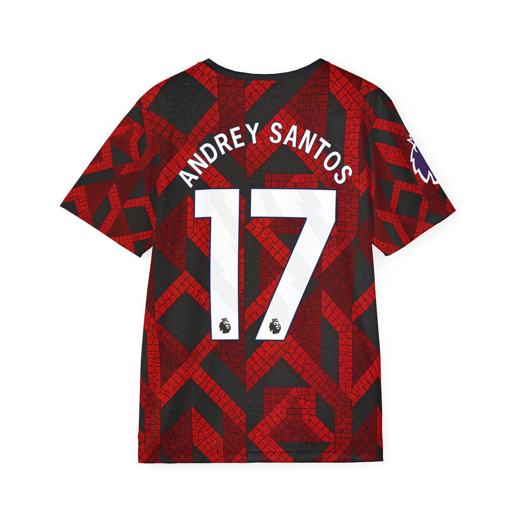 Men's Soccer Jersey — Custom Red Mosaic 'Andrey Santos 17' Football Shirt