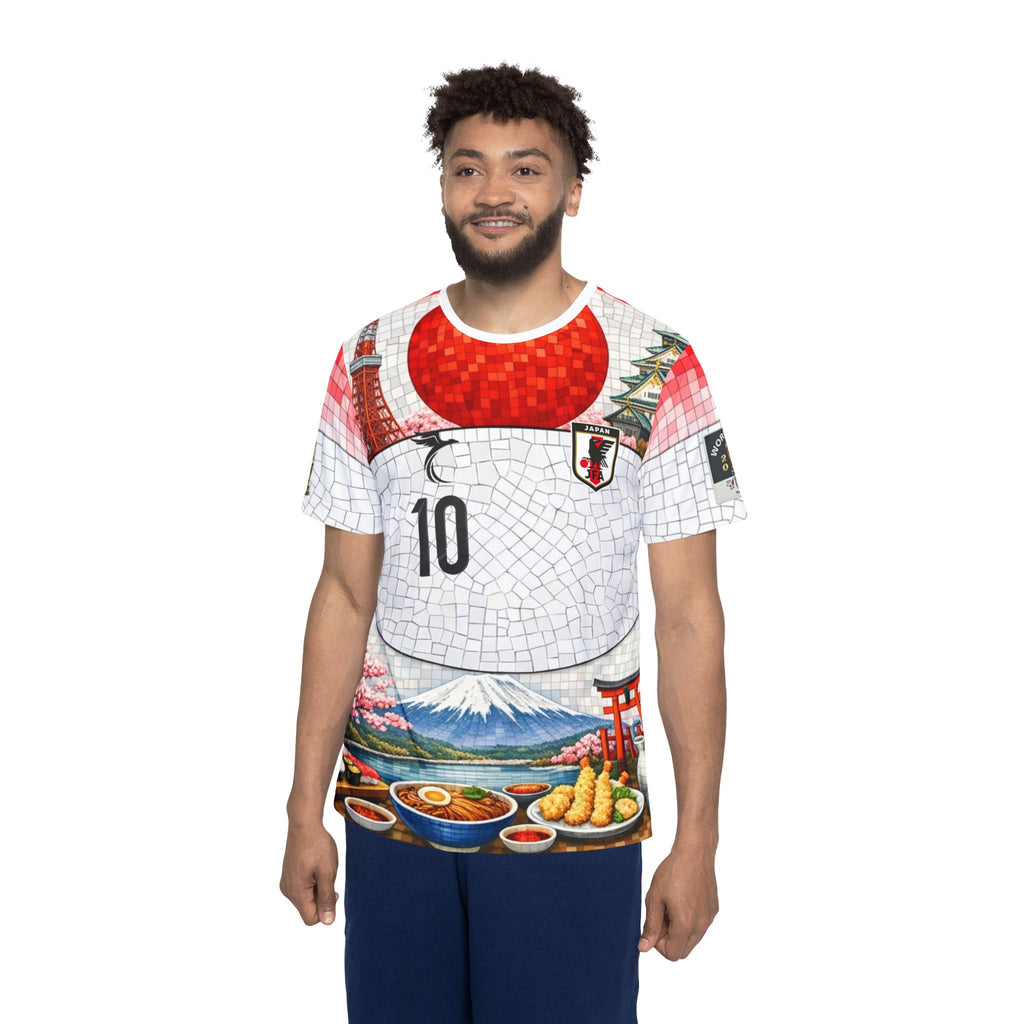 Japanese Food & Culture Men's Sports Jersey — Mount Fuji, Ramen & Torii Graphic Tee