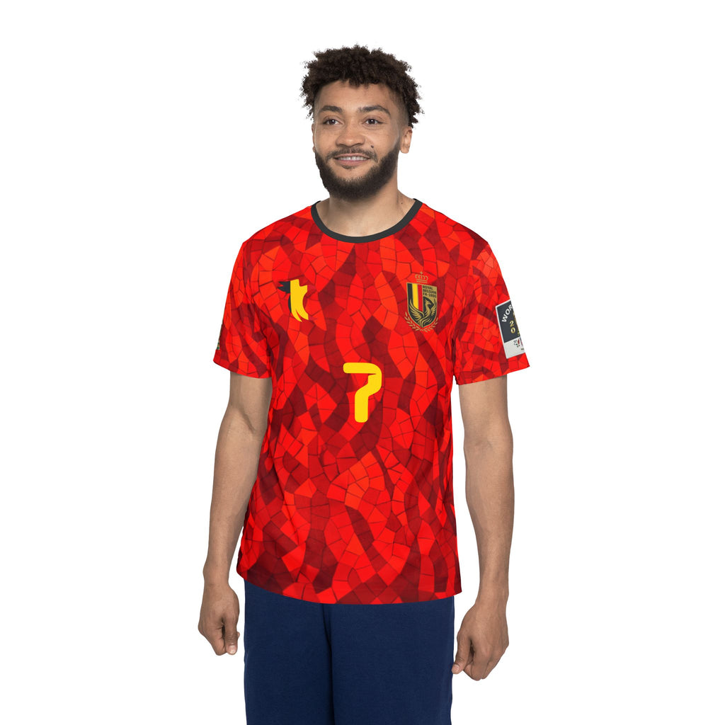 Red Mosaic Football Jersey — De Bruyne No.7 Soccer Shirt