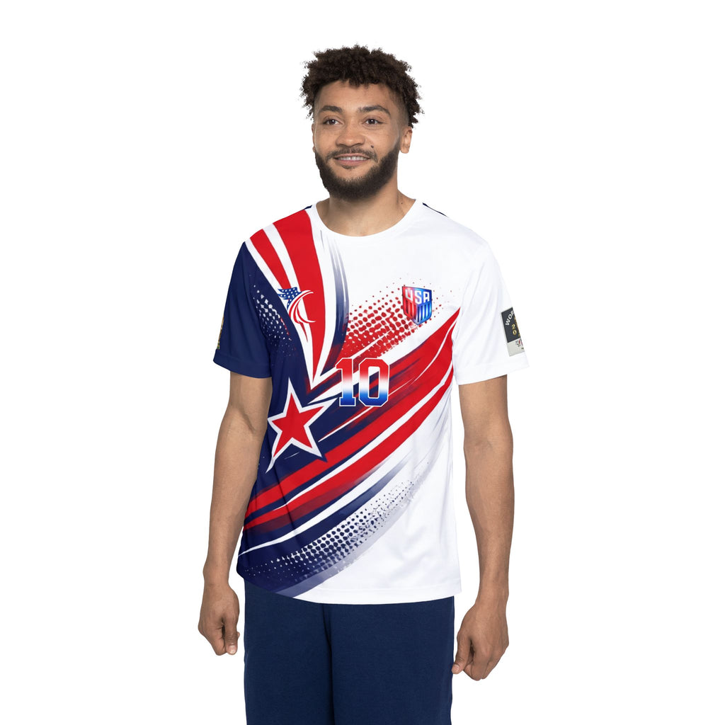 Men's Soccer Jersey - Pulisic #10 Red White Blue Star Design