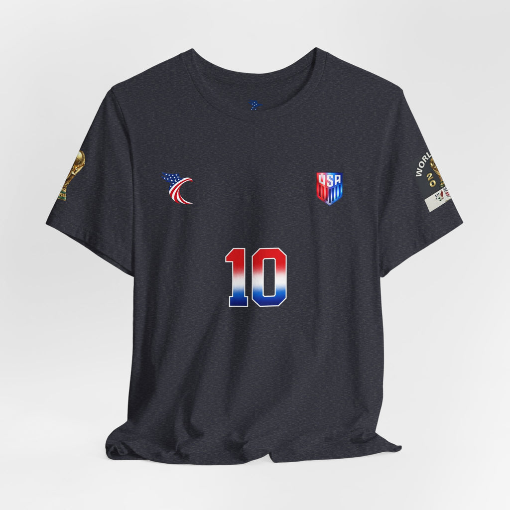 USA Shield Chest Logo T‑Shirt — Patriotic Minimalist Tee