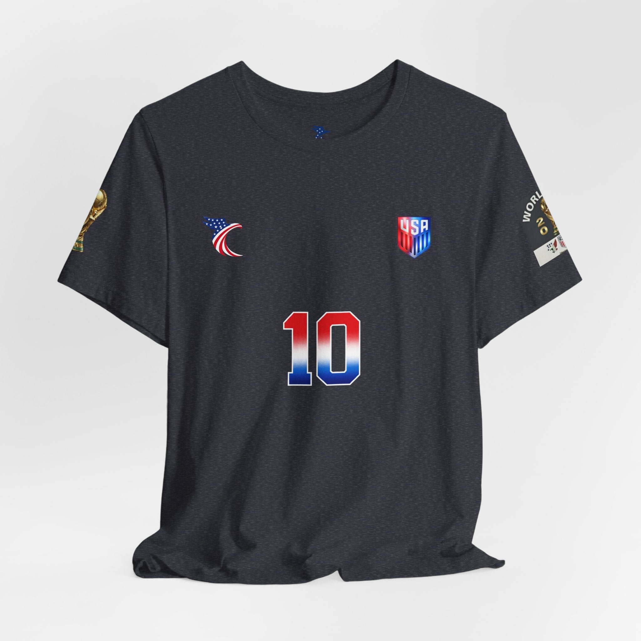 USA Shield Chest Logo T‑Shirt — Patriotic Minimalist Tee