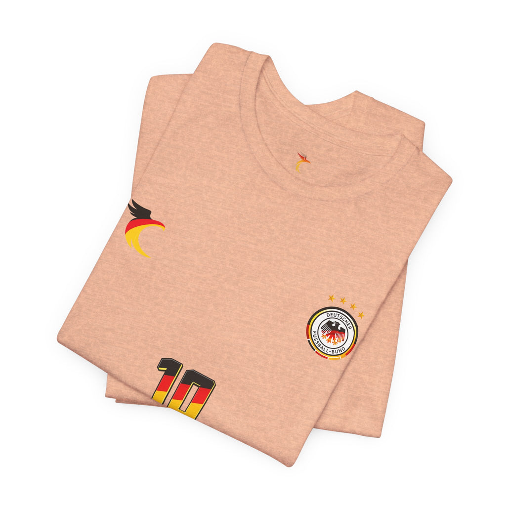 Germany Crest Flag T-Shirt — Small Front Emblem & Back German Flag Tee