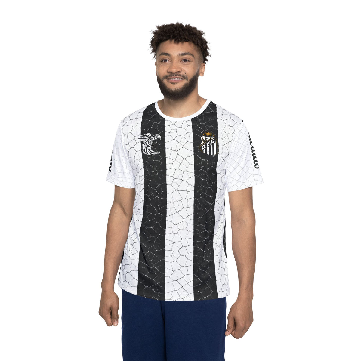 Neymar Jr. #10 Black & White Striped Soccer Jersey