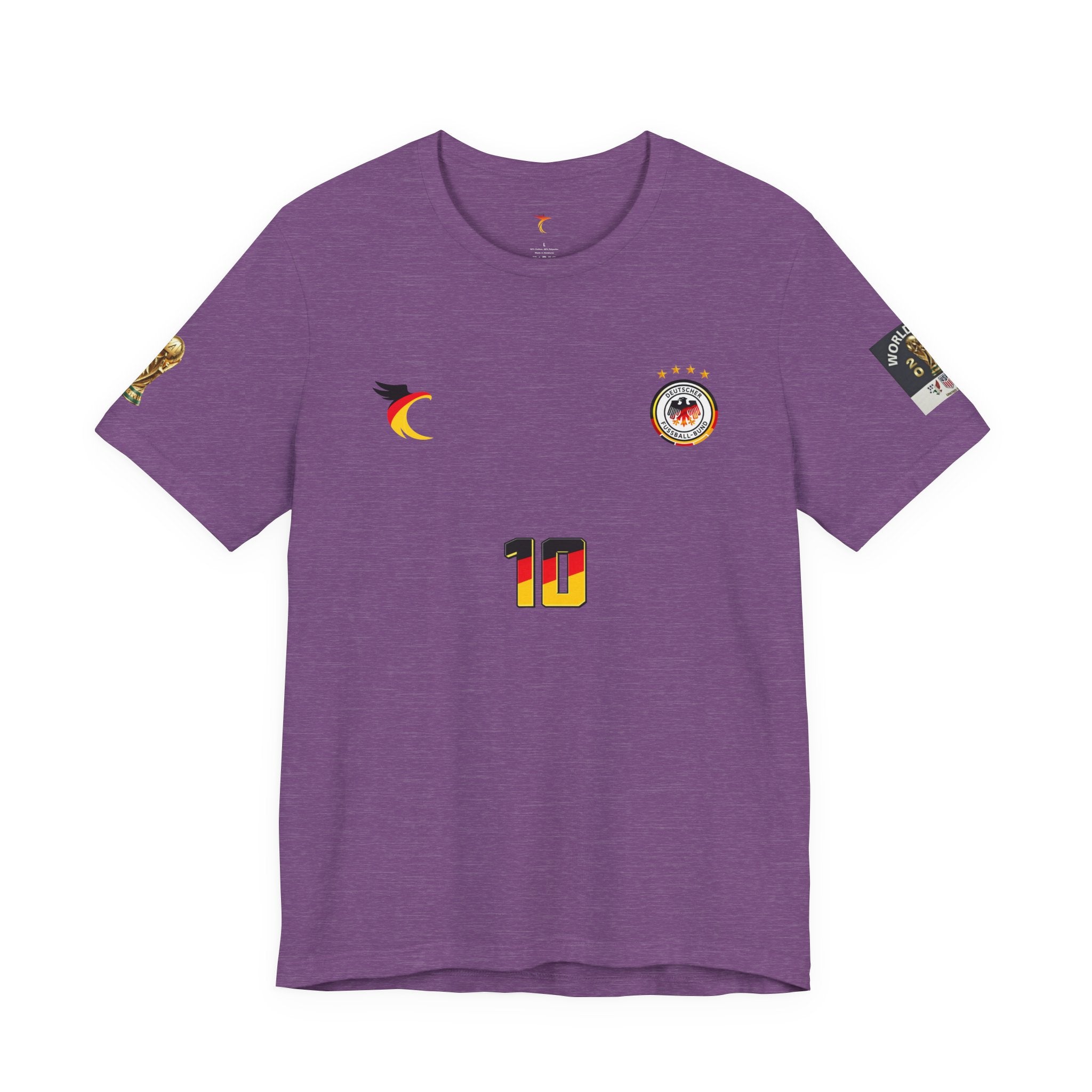 Germany Crest Flag T-Shirt — Small Front Emblem & Back German Flag Tee