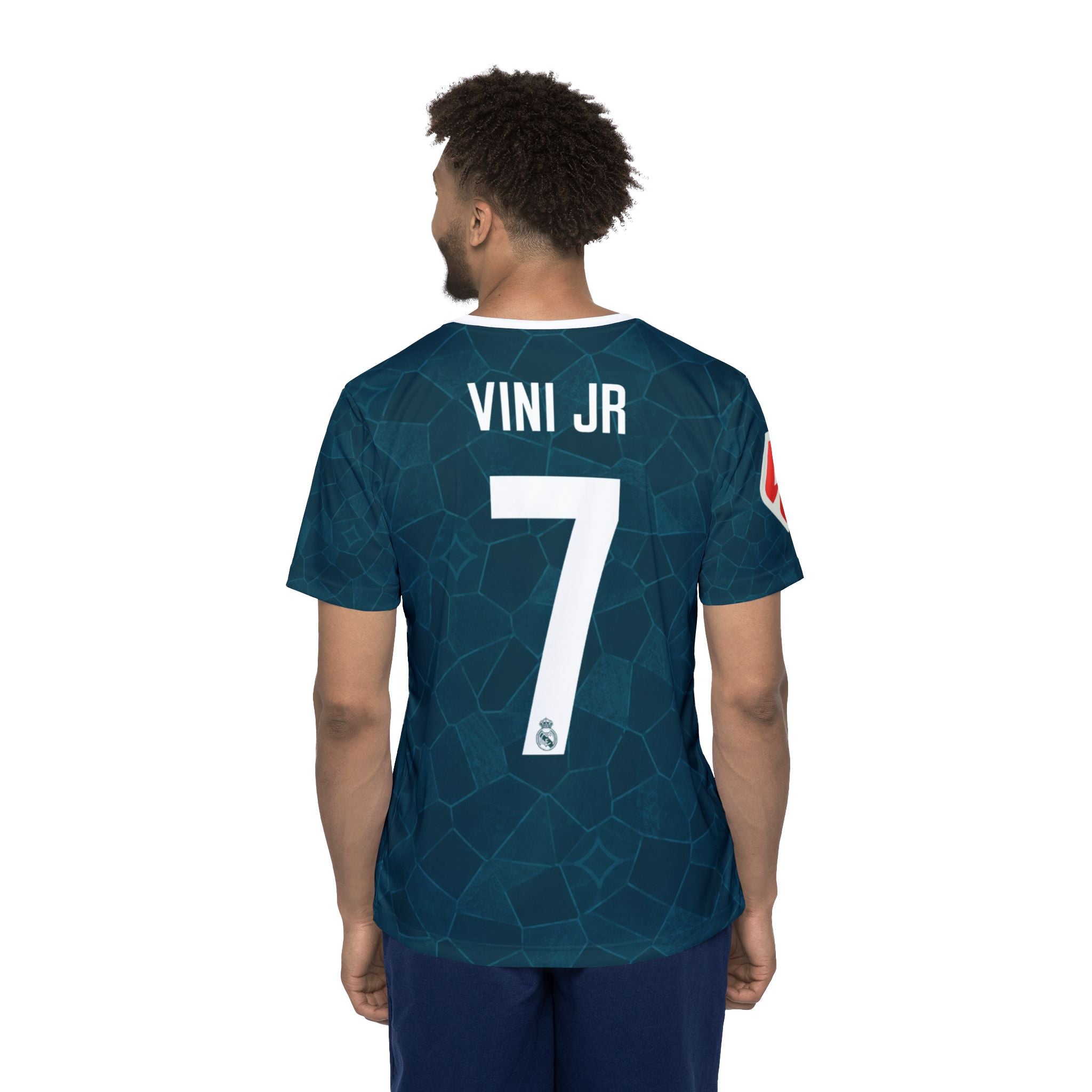 Soccer Jersey — Navy Mosaic Football Shirt with Number 7