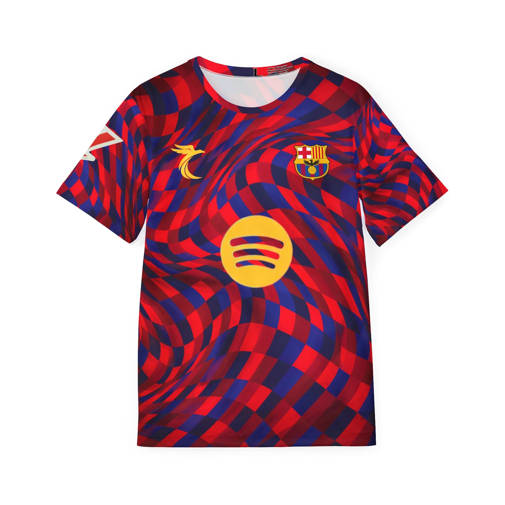 Barcelona-Inspired Rodri #16 Men's Sports Jersey — Red & Blue Swirl with 'Rodrigo 16'
