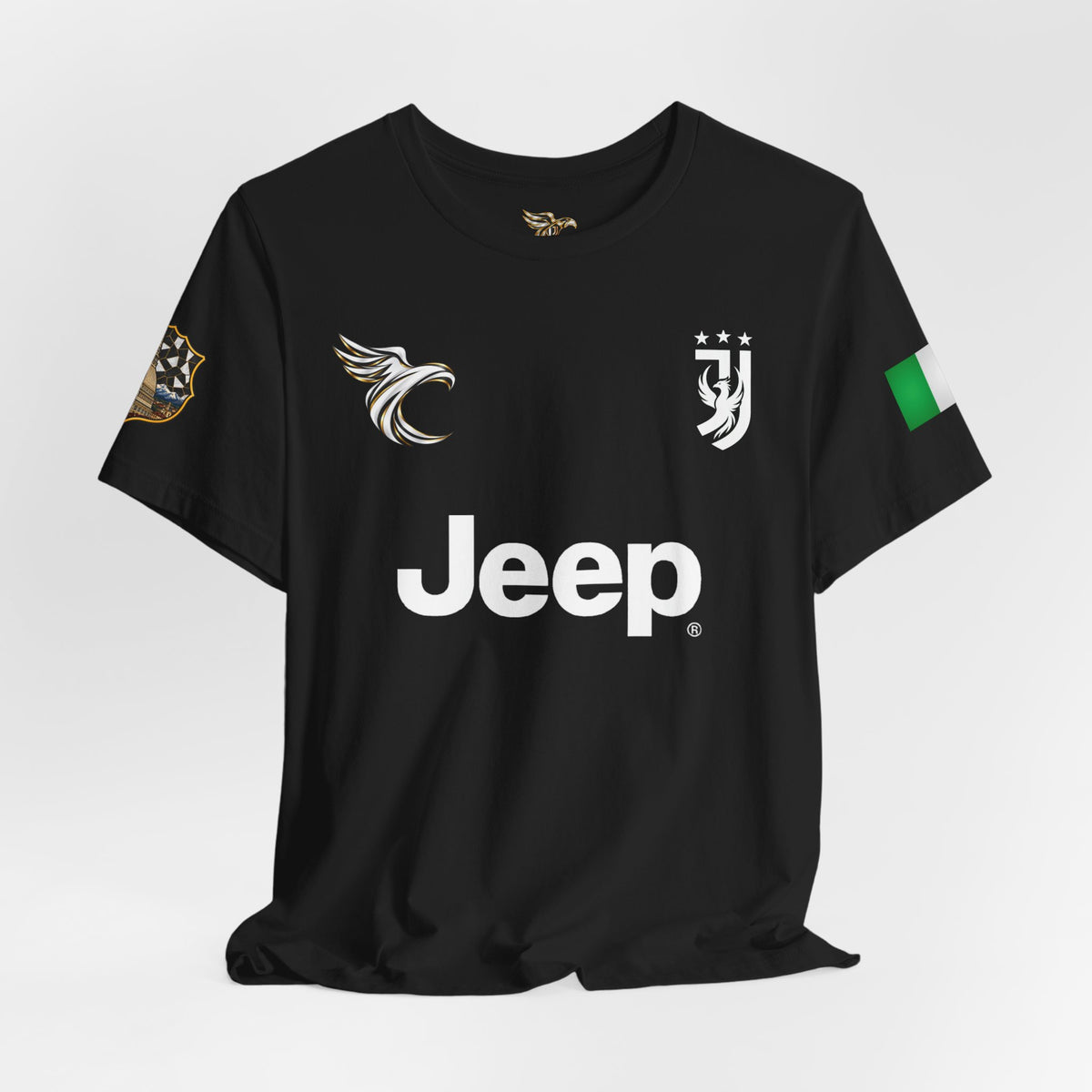 Black Juventus-Inspired Football Jersey T-Shirt