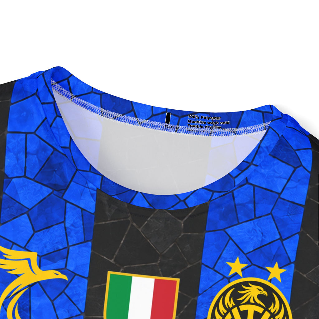 Inter Milan Black & Blue Striped Thuram #9 Soccer Jersey