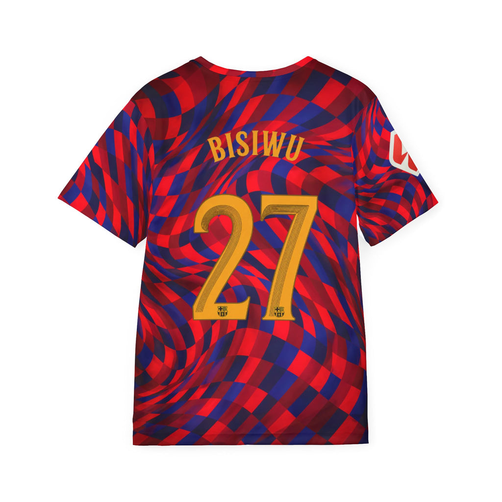 Men's Soccer Jersey – Red & Blue Swirl Custom Number 27