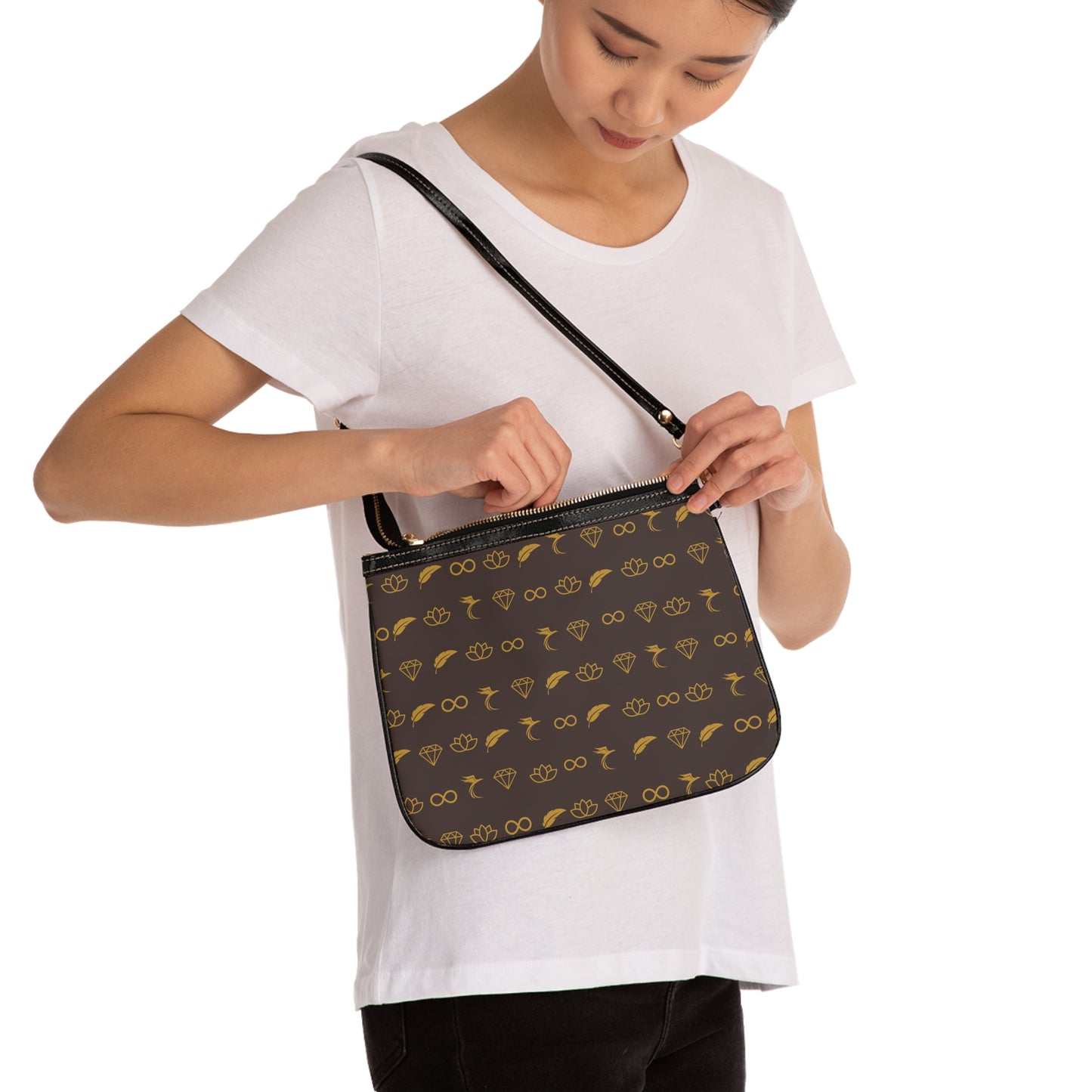 Elegant Small Shoulder Bag with Chic Gold Accents