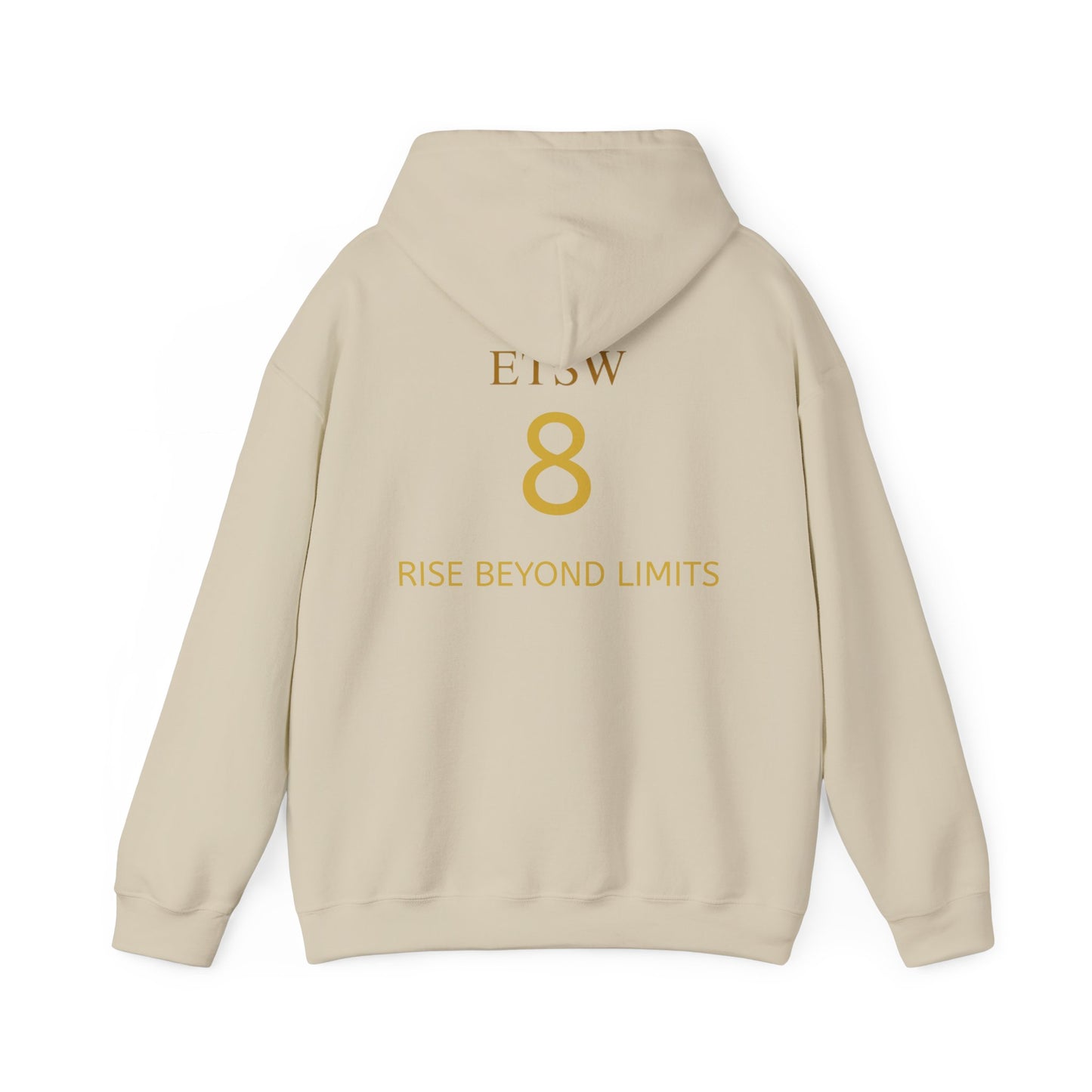 Rise Beyond Limits hoodie | Minimal gold crescent logo sweatshirt