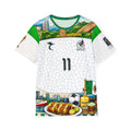 Mexican Soccer Jersey — All-Over Print Football Tee with Tacos & Fiesta Motif