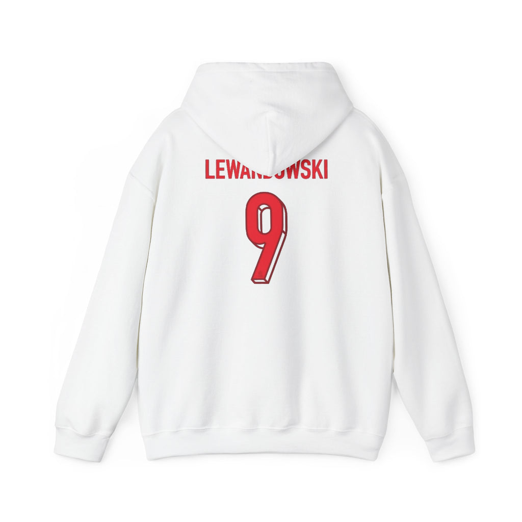 Lewandowski #9 Poland Soccer Hoodie | White Football Pullover