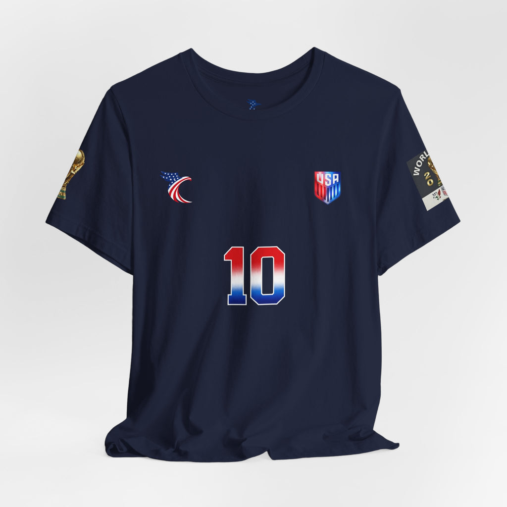 USA Shield Chest Logo T‑Shirt — Patriotic Minimalist Tee