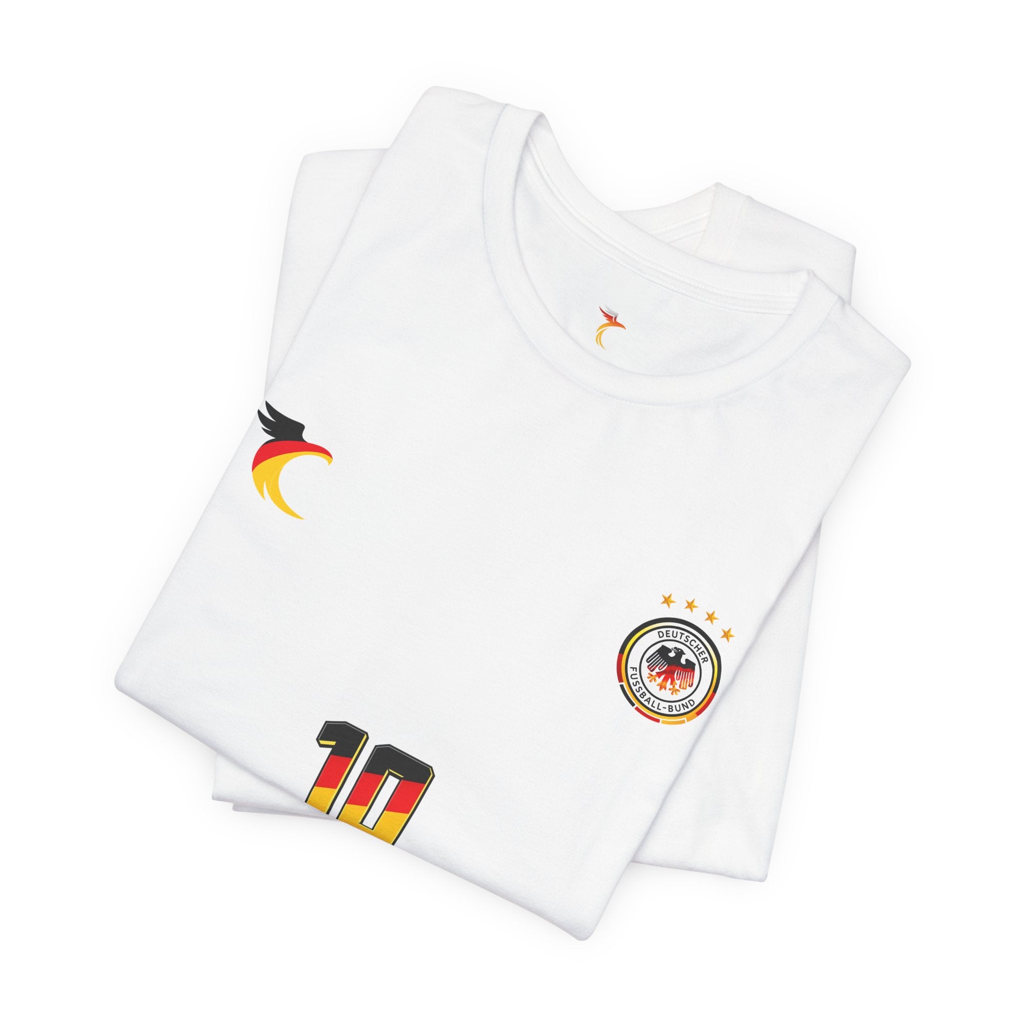 Germany Crest Flag T-Shirt — Small Front Emblem & Back German Flag Tee