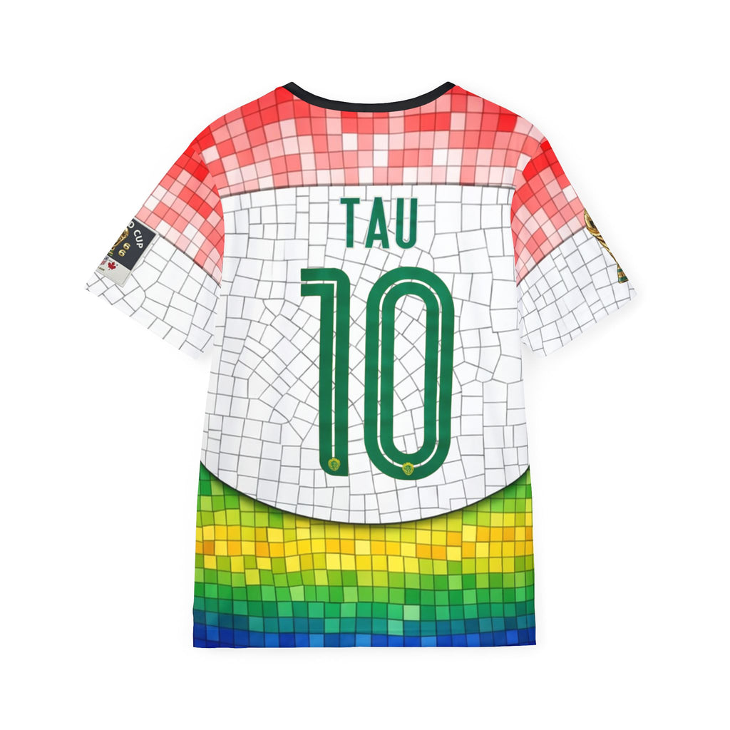 African Heritage Mosaic Sports Jersey — Table Mountain, Wildlife & Rainbow Stripe Design