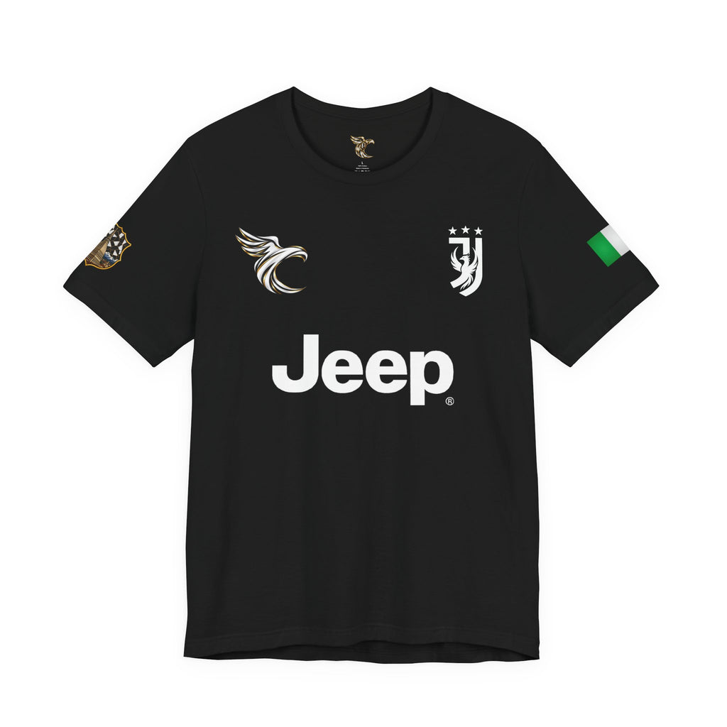 Black Juventus-Inspired Football Jersey T-Shirt