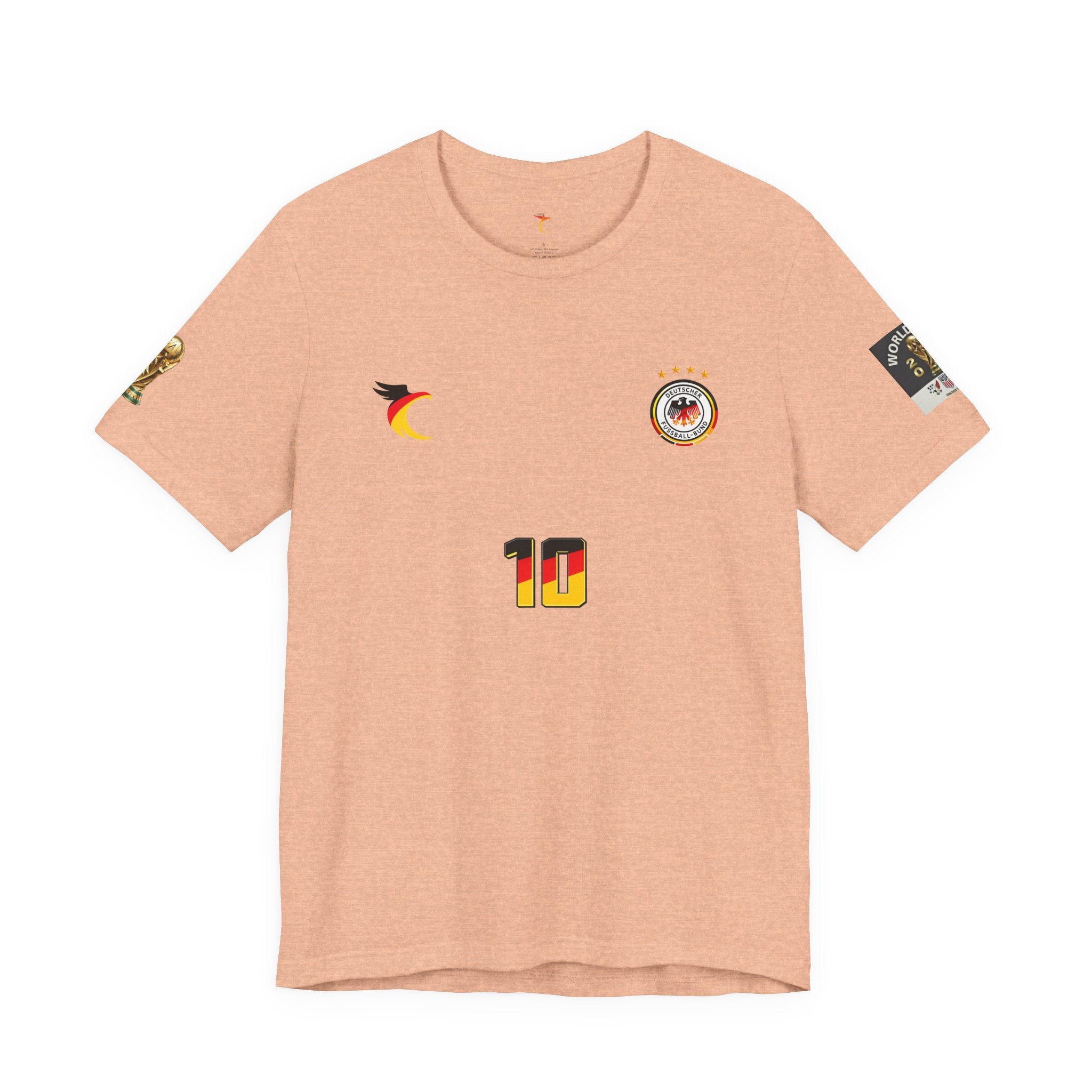 Germany Crest Flag T-Shirt — Small Front Emblem & Back German Flag Tee