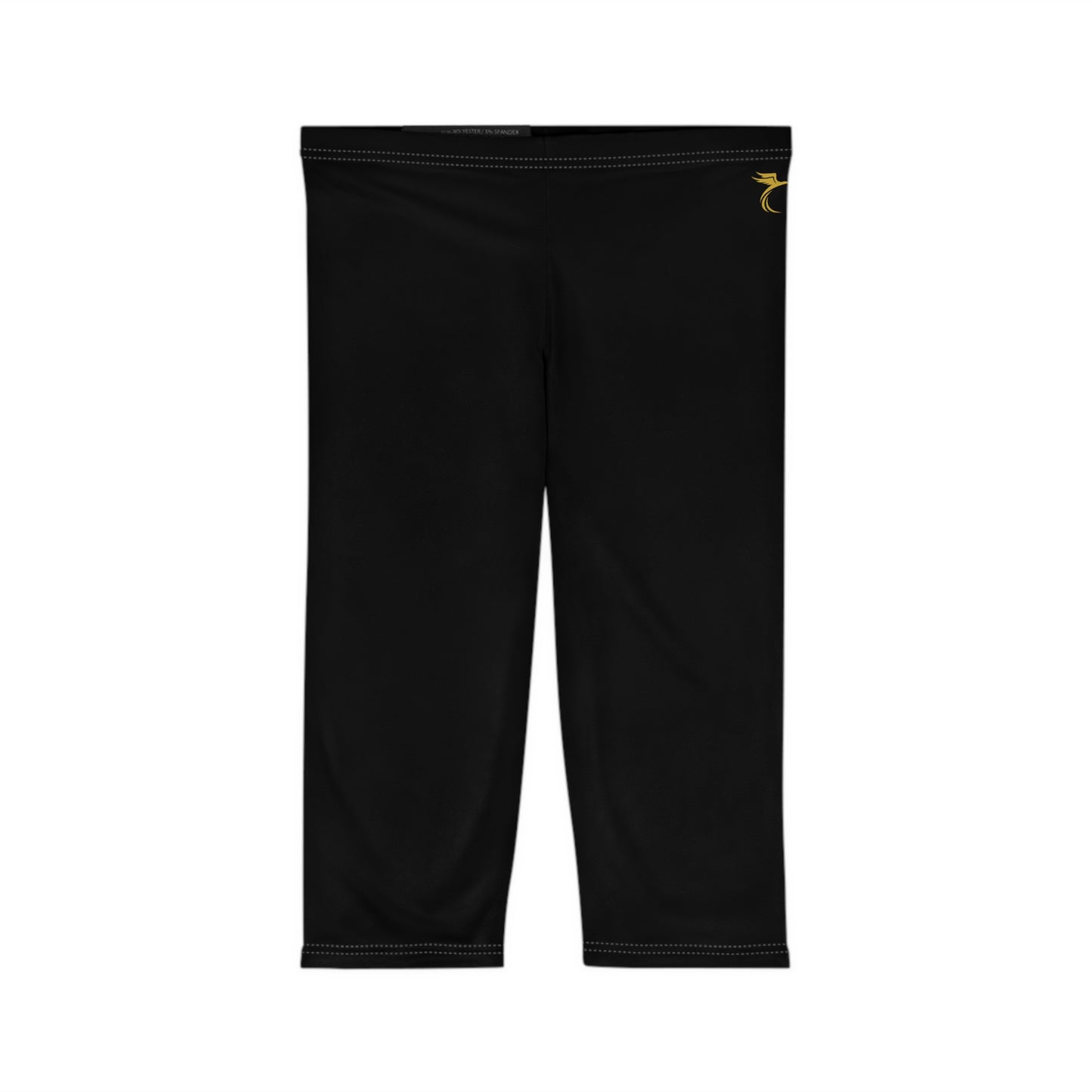 Gold Symbol Women's Capri Leggings - Trendy AOP Design for Everyday Style