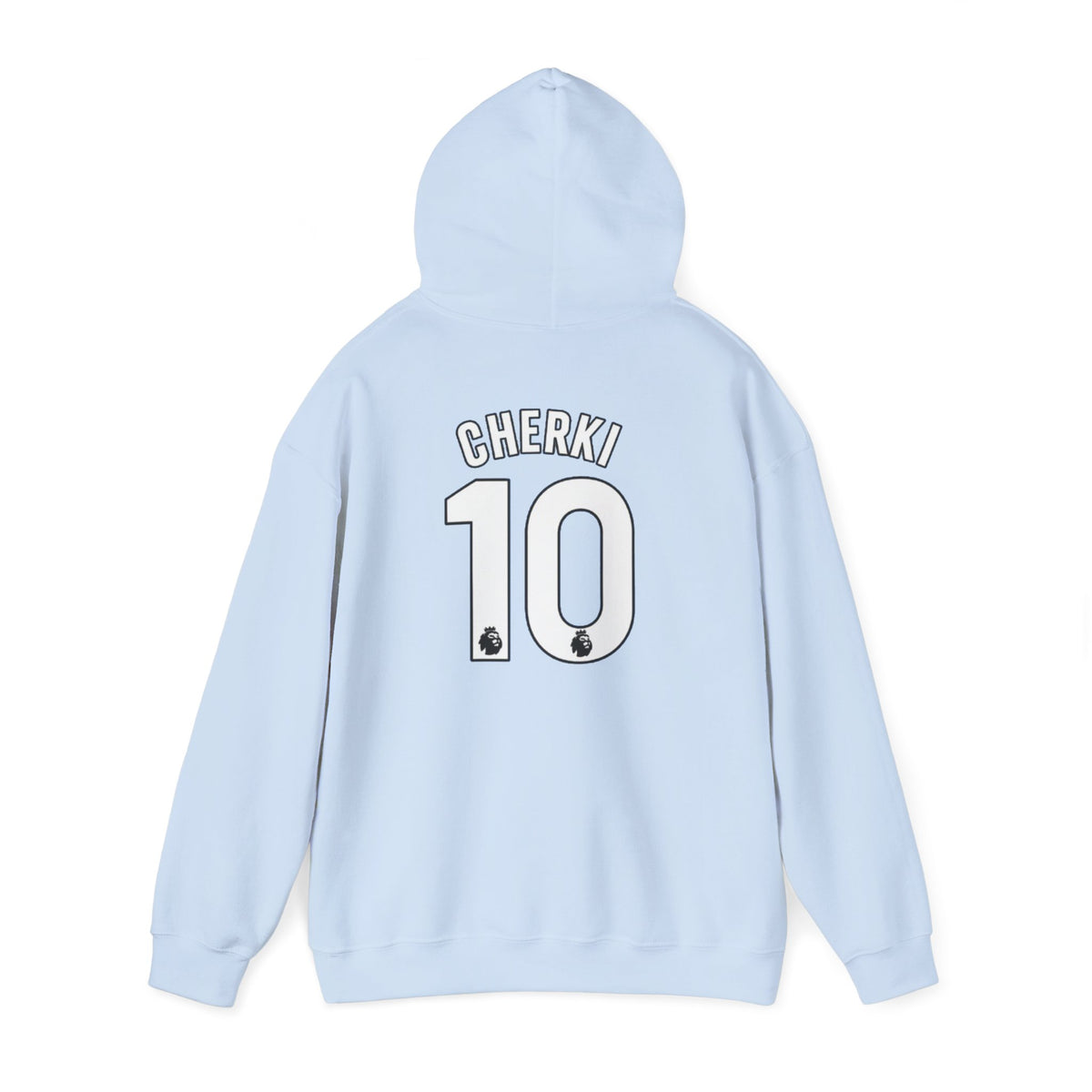 Soccer Hoodie — Light Blue Team Crest & Number 10 Back