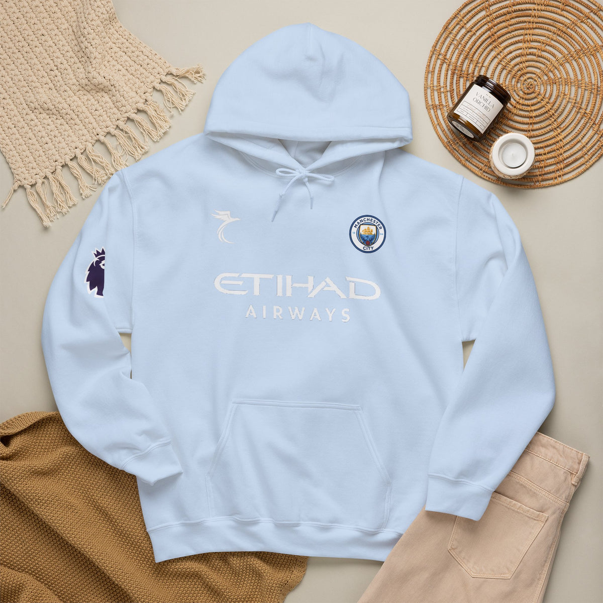 Manchester City 'ENZO 17' Pullover Hoodie – Sky Blue Football Fan Sweatshirt