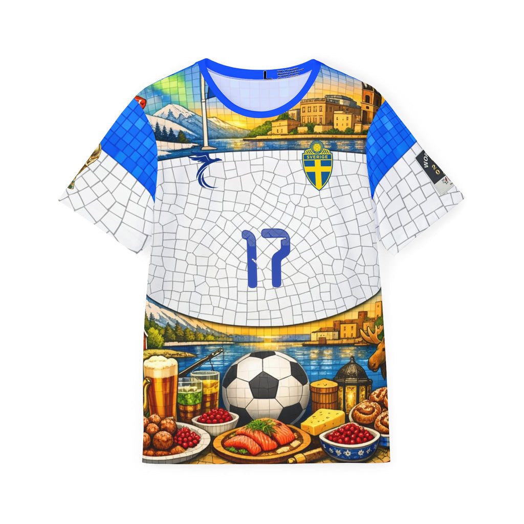 Sweden Soccer Jersey — Custom Number 17 "Gyökeres" Mosaic All-Over Print