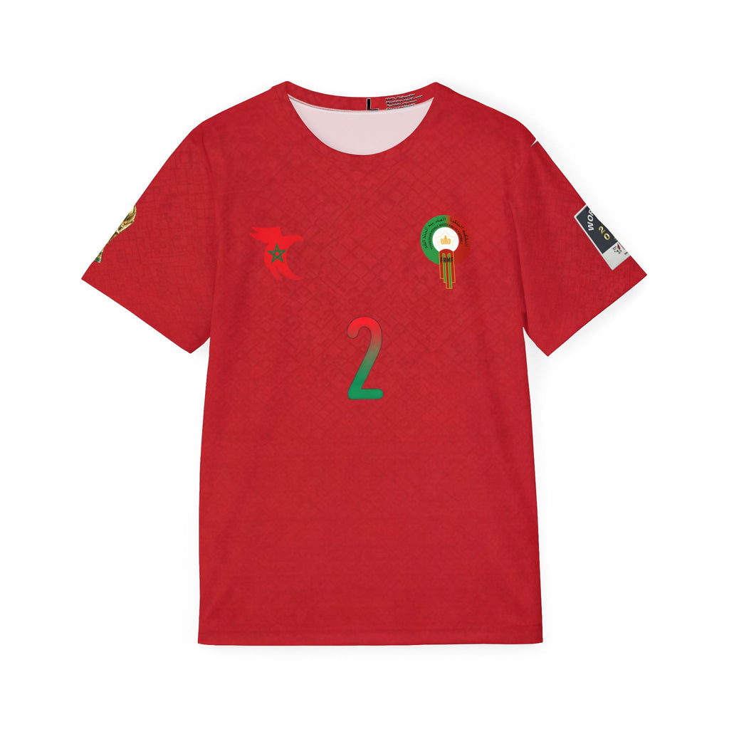 Men's Red Sports Jersey with Moroccan Crest — Athletic Team Shirt