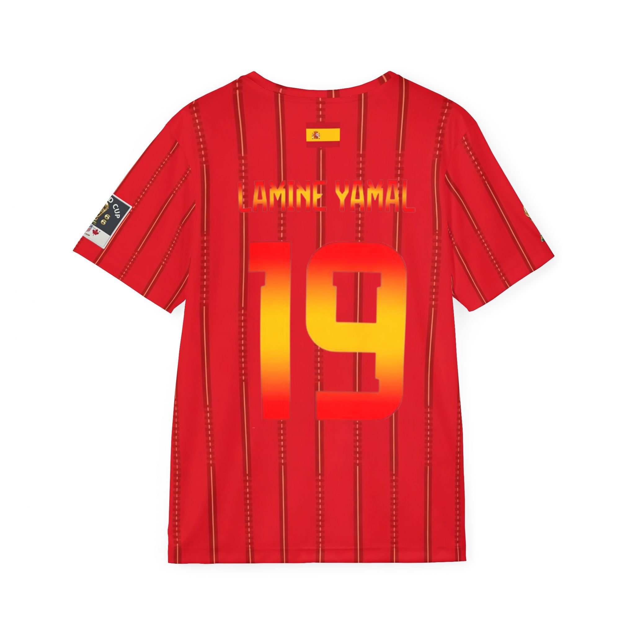 Spain Lamine Yamal #19 Soccer Jersey — Red Spain-Inspired Number 19 Custom Back