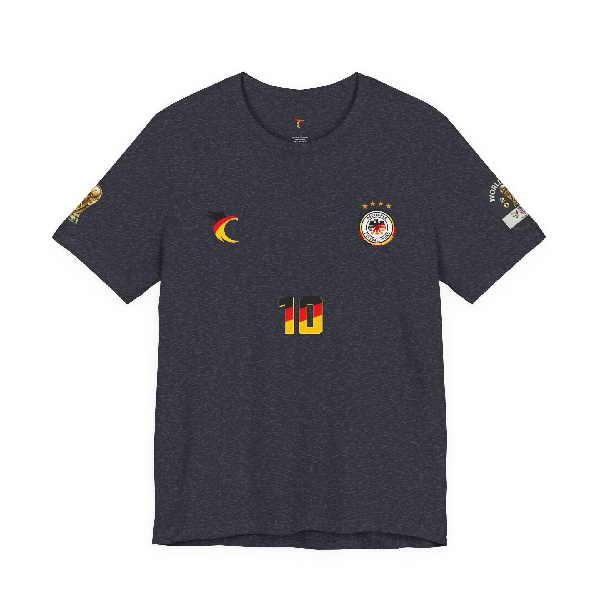 Germany Crest Flag T-Shirt — Small Front Emblem & Back German Flag Tee