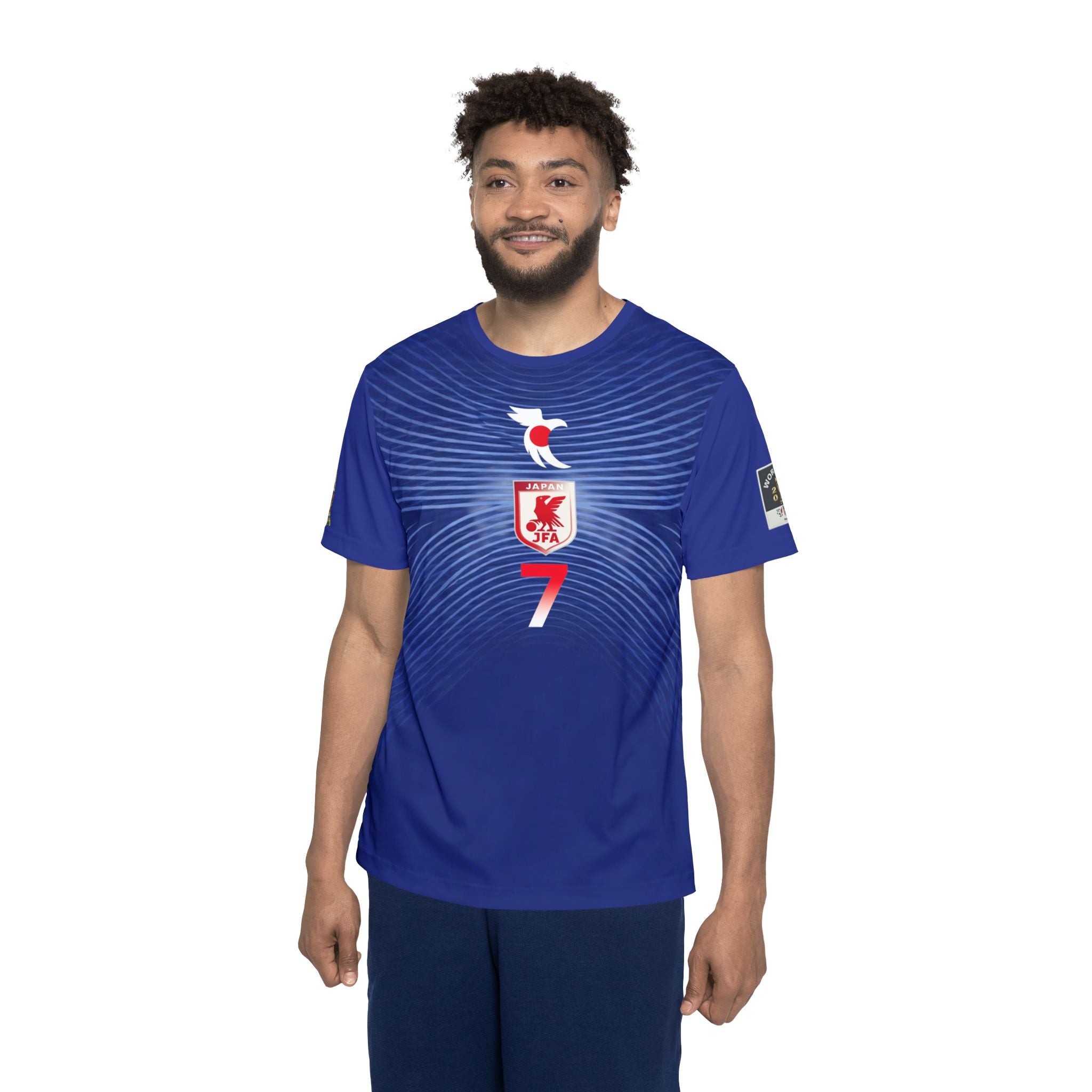 Japan Mitoma World Cup Soccer Jersey — Number 7 Crest Athletic Shirt