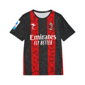 AC Milan Style Men's Soccer Jersey — "Moreira Jr 22" Red & Black Striped Kit