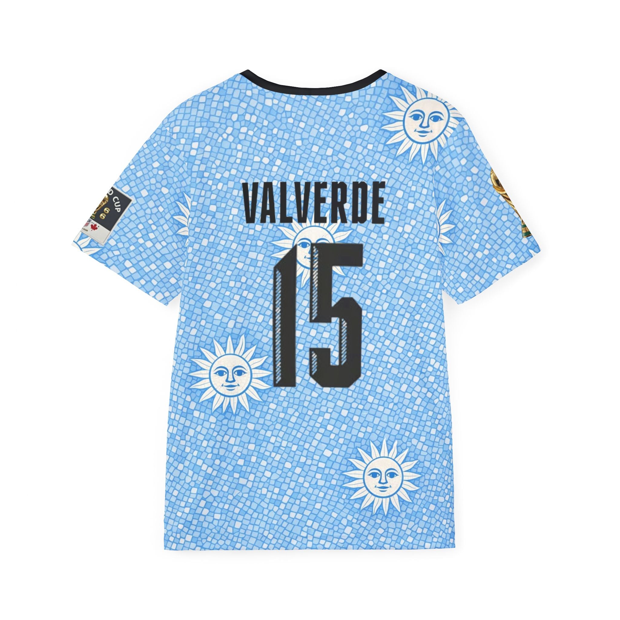 Men's Uruguay Soccer Jersey — Blue Sun Pattern Valverde #15