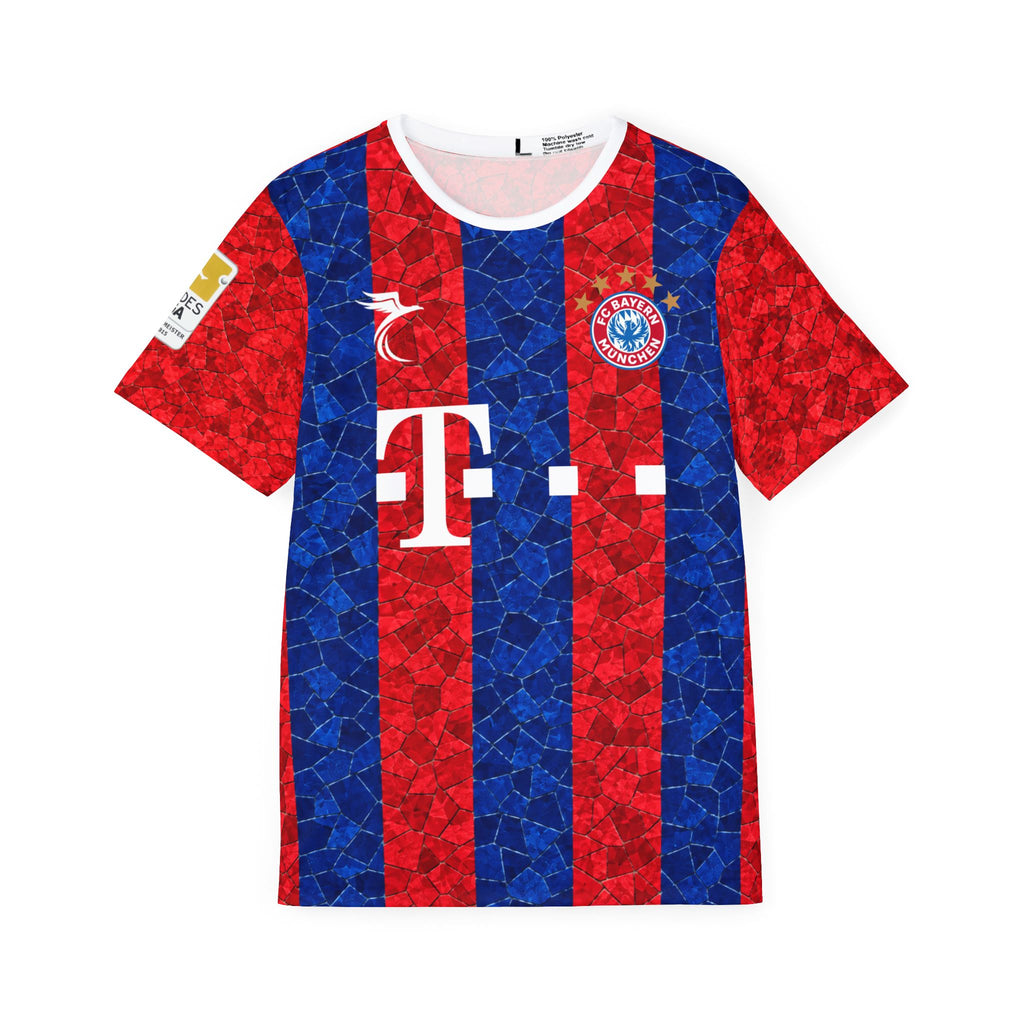 Lewandowski #9 Striped Soccer Jersey — Red & Blue Fan Shirt