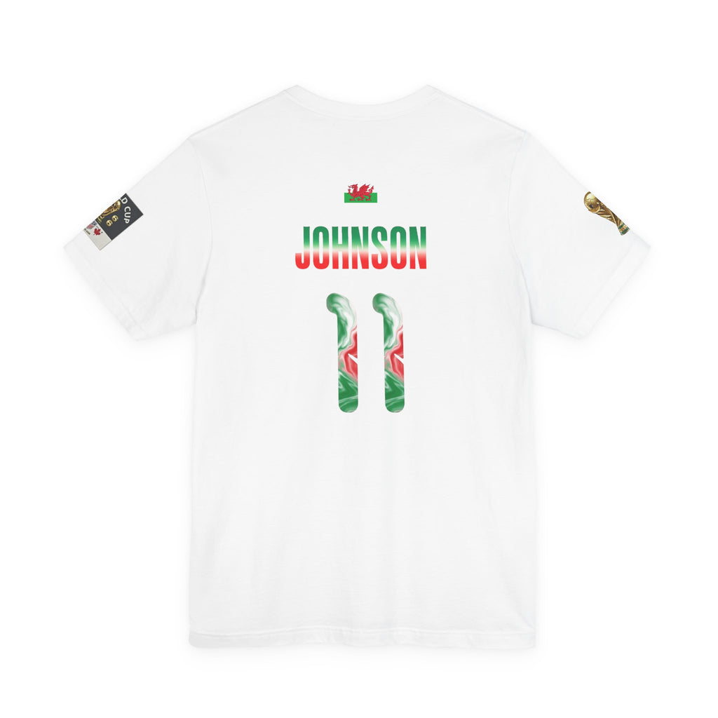 Wales Soccer Jersey Tee — Number 11 ‘Johnson’ Fan Shirt
