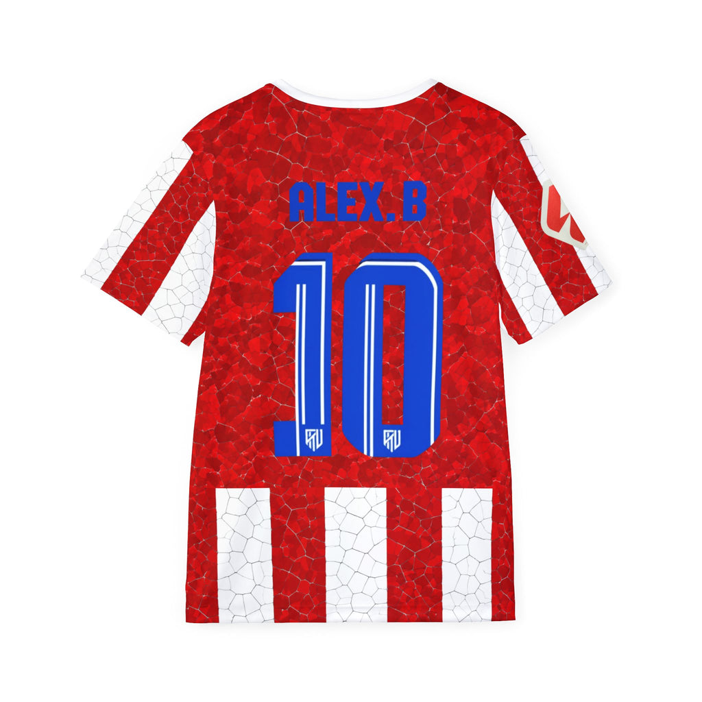 Red & White Striped Soccer Jersey — Custom Alex B No.10 Riyadh Air Design