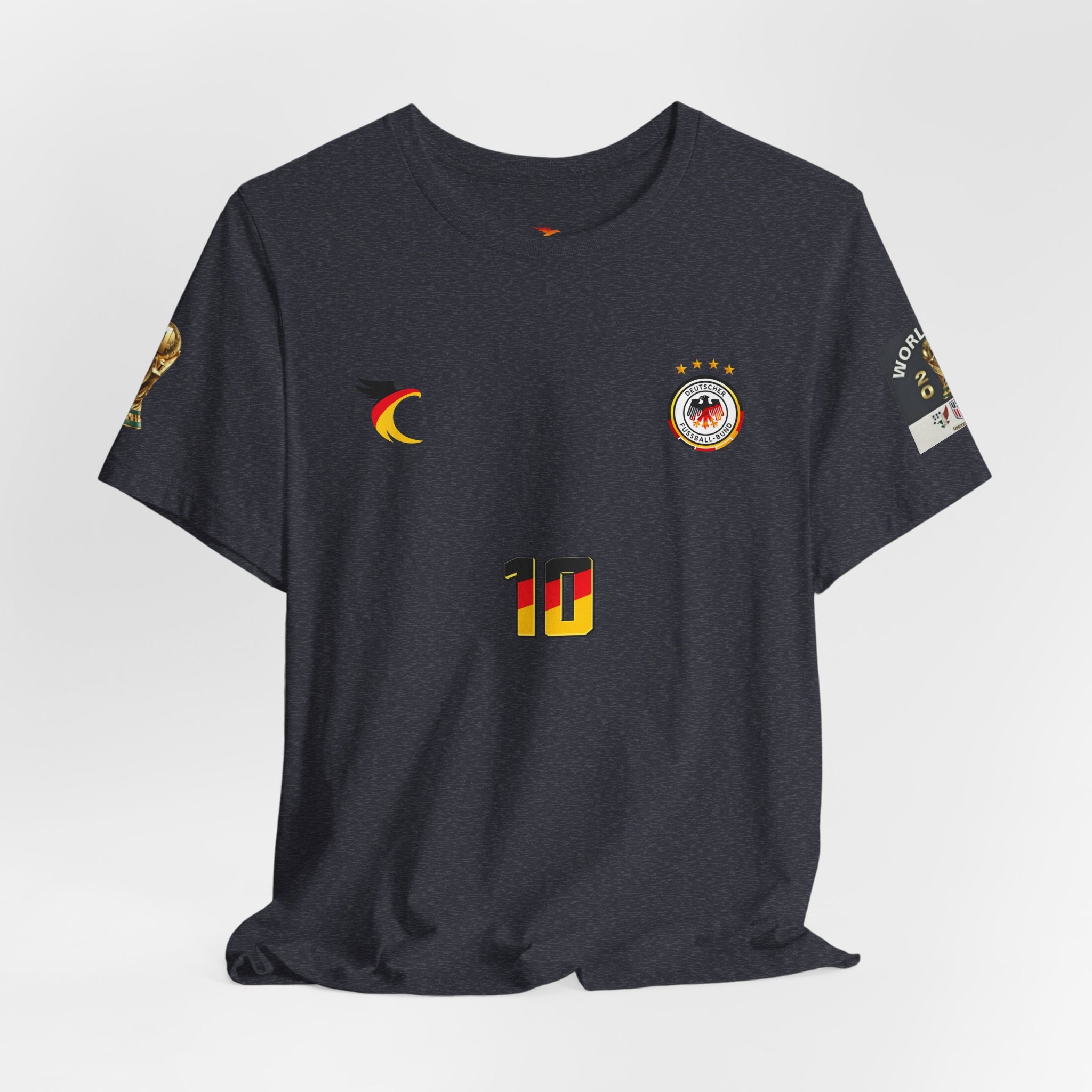 Germany Crest Flag T-Shirt — Small Front Emblem & Back German Flag Tee
