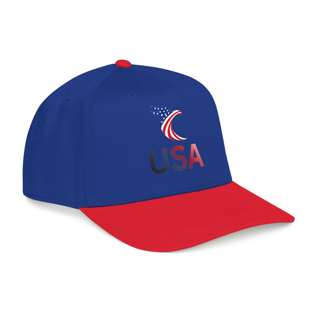 USA Flag Baseball Cap — Patriotic Red & Blue Mid Profile Hat