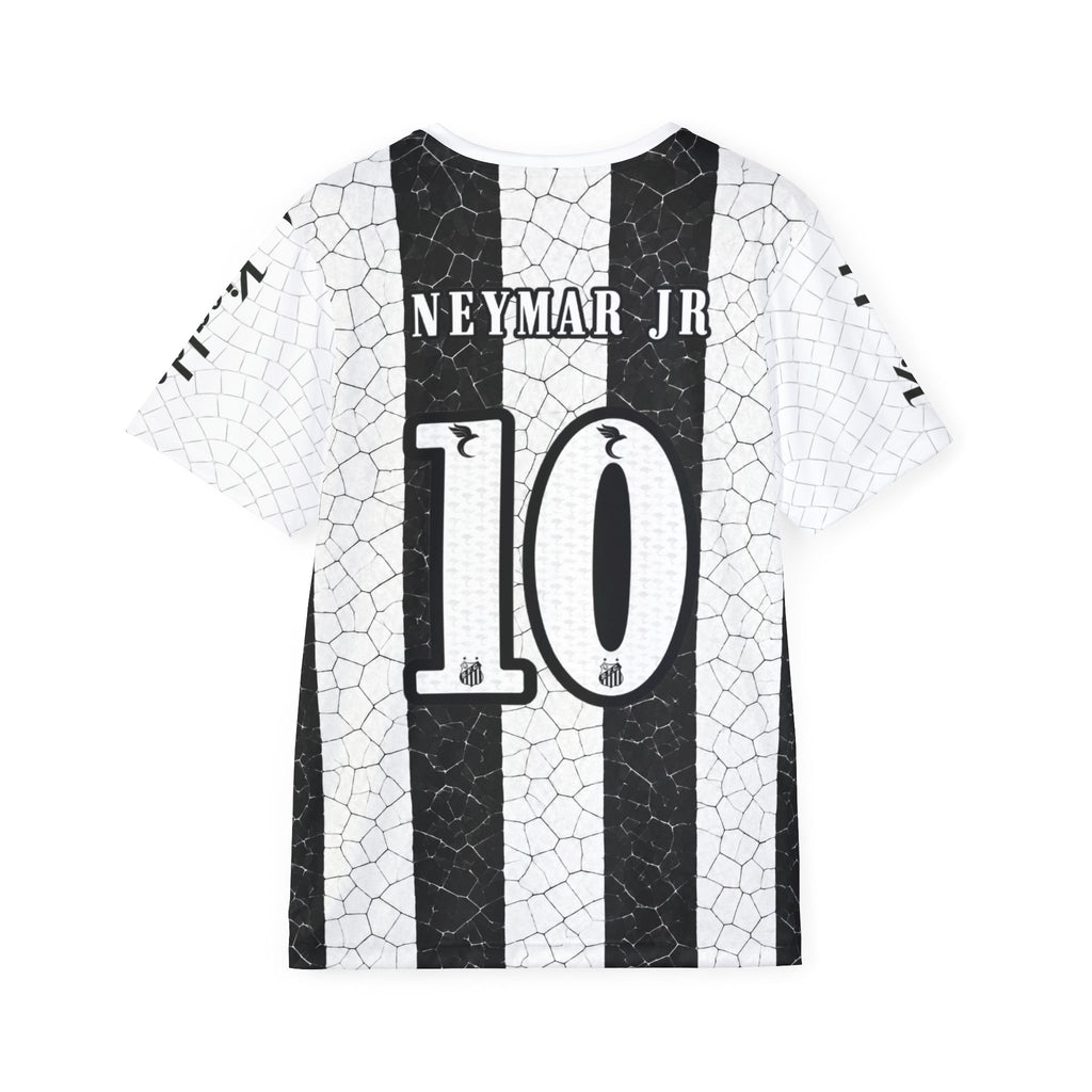 Neymar Jr. #10 Black & White Striped Soccer Jersey