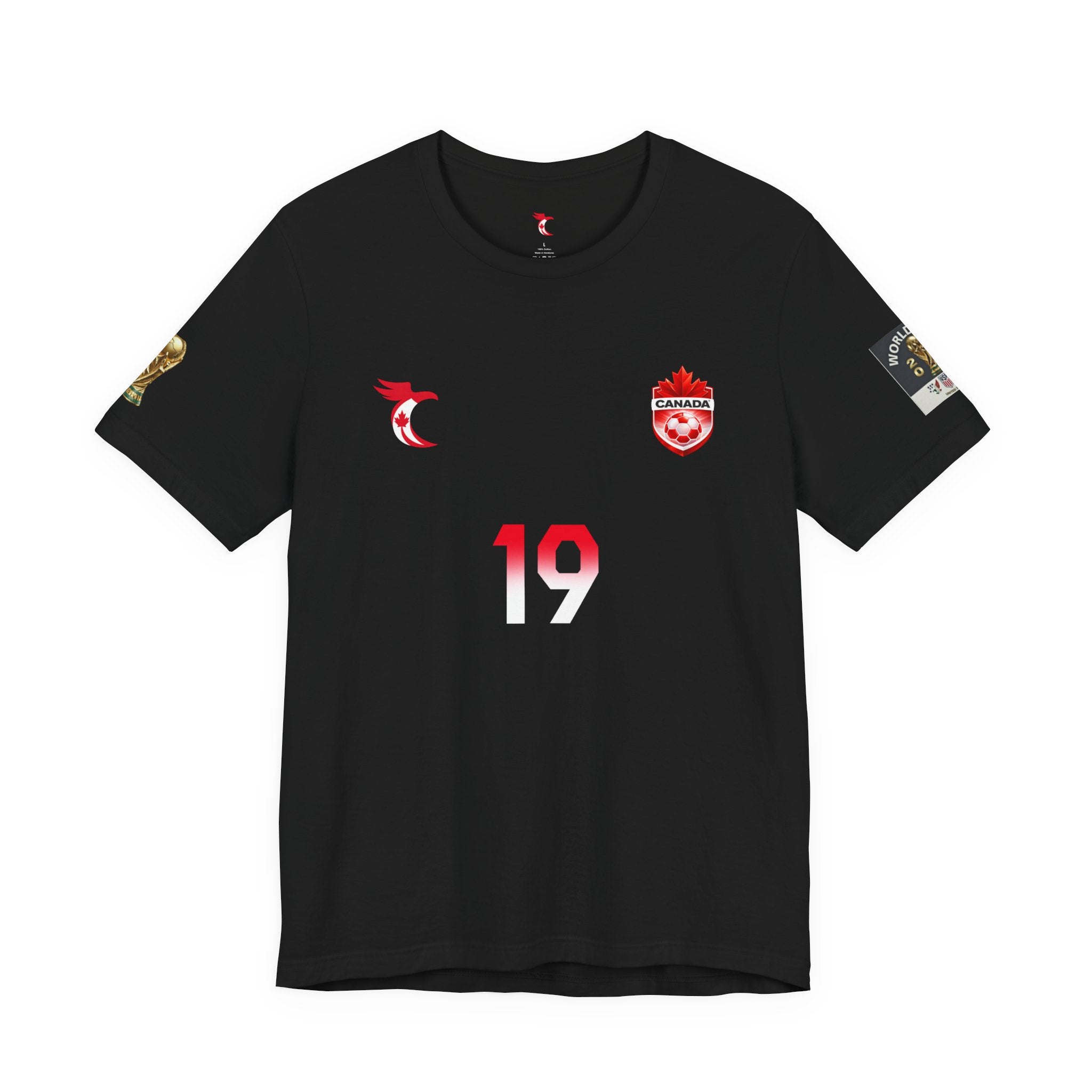 Canada World Cup Davis T‑Shirt — Small Maple Leaf Canada Pride Tee