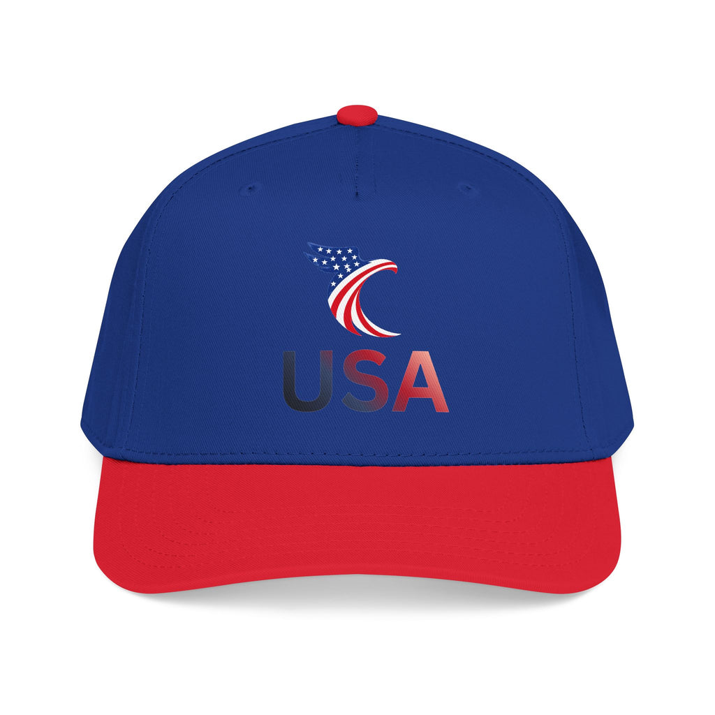 USA Flag Baseball Cap — Patriotic Red & Blue Mid Profile Hat
