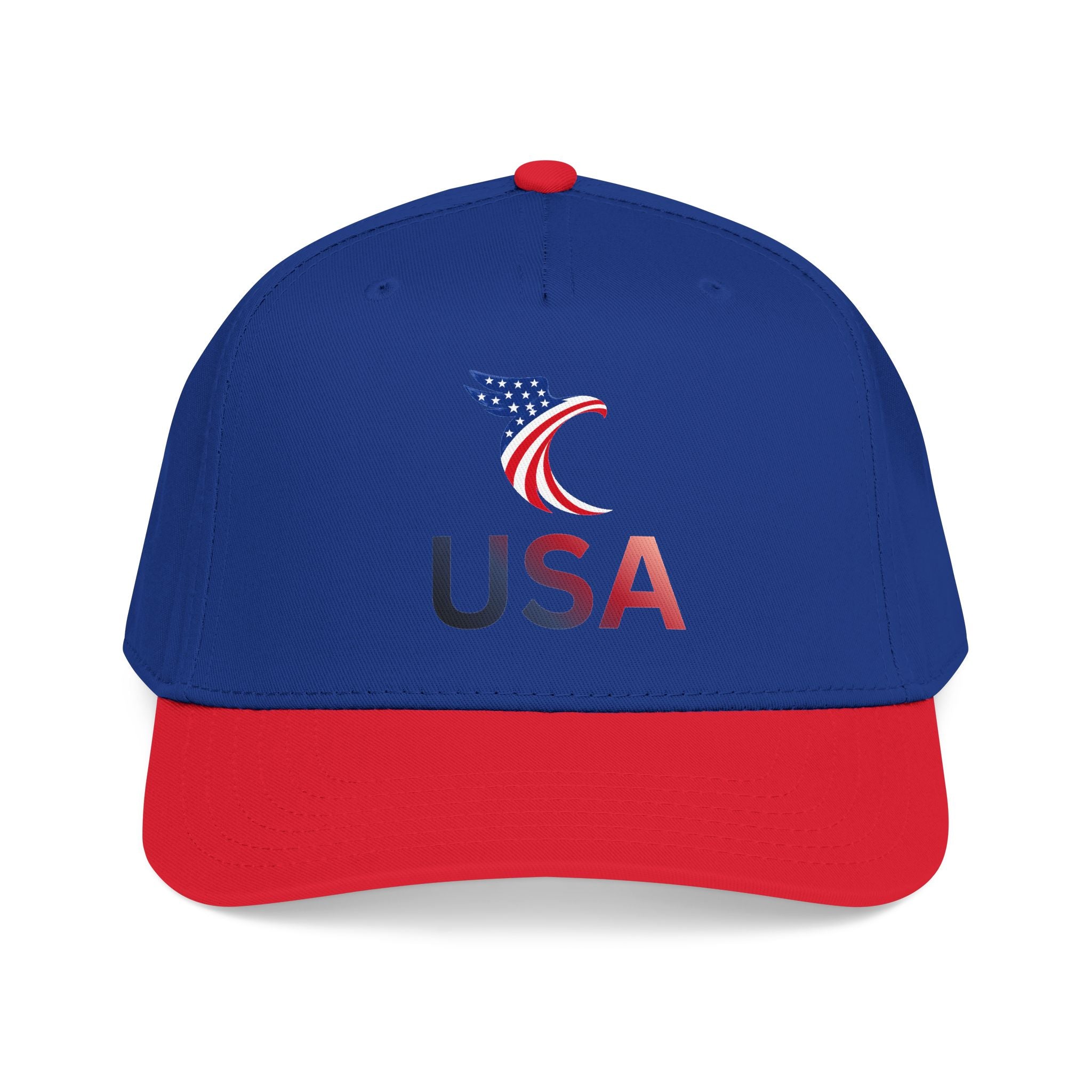 USA Flag Baseball Cap — Patriotic Red & Blue Mid Profile Hat