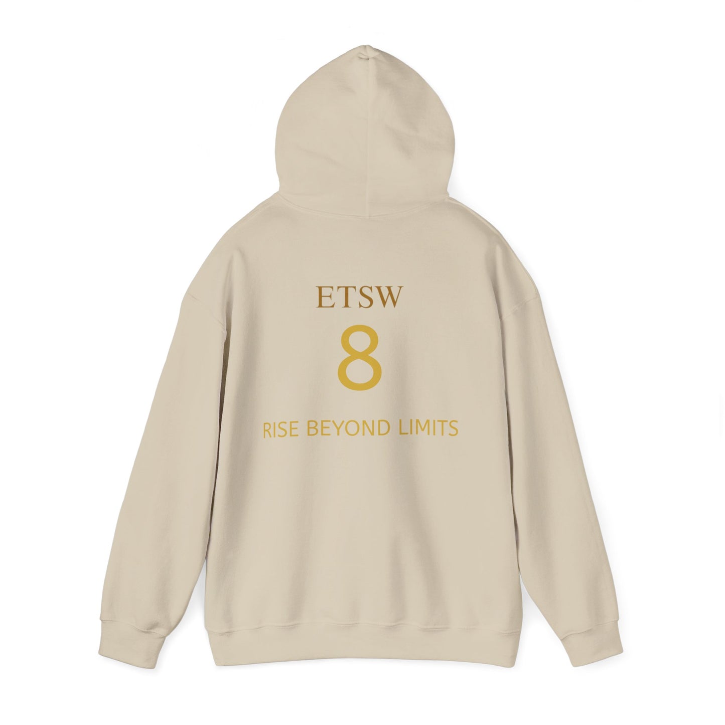 Rise Beyond Limits hoodie | Minimal gold crescent logo sweatshirt