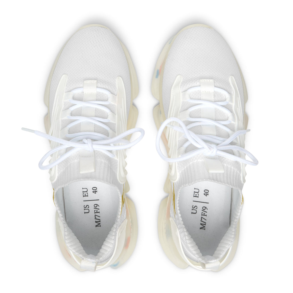 Women's White Mesh Sneakers — Lightweight Knit Athletic Shoes with Speckled Sole