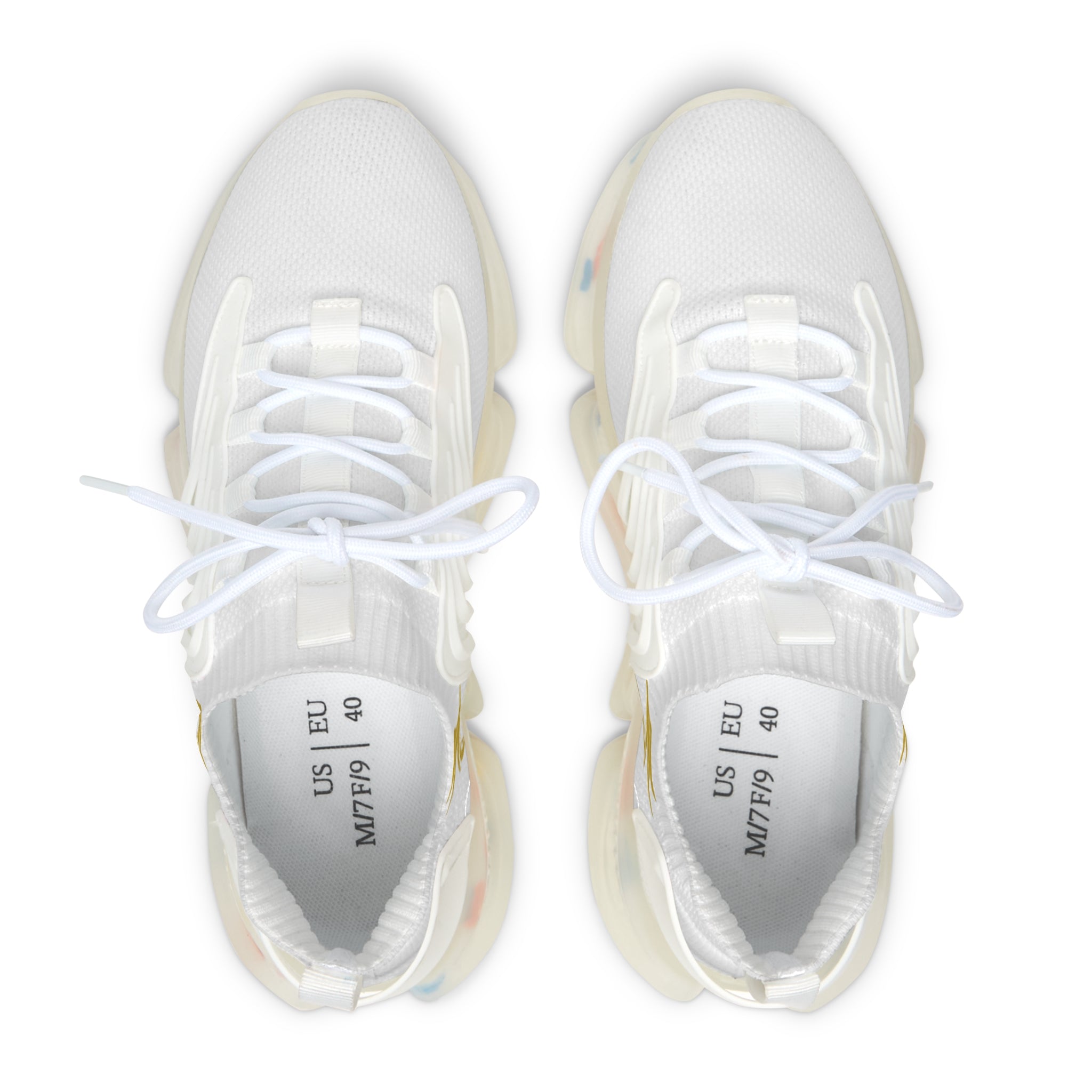 Women's White Mesh Sneakers — Lightweight Knit Athletic Shoes with Speckled Sole