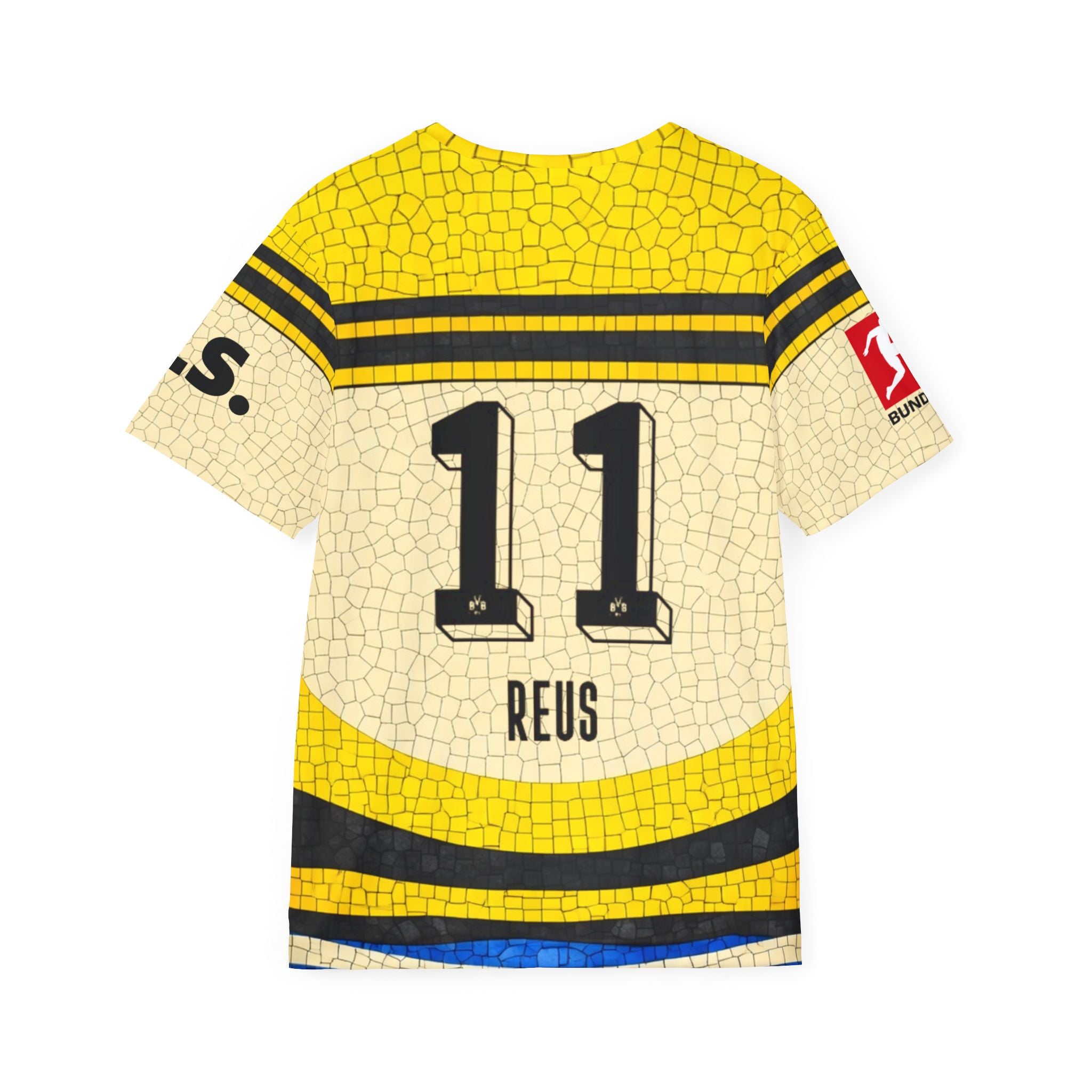 Men's Sports Jersey — Yellow Mosaic Cityscape Football & Sausage Graphic